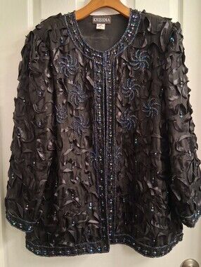 Krishma Beaded Textured Ribbon Jacket XL